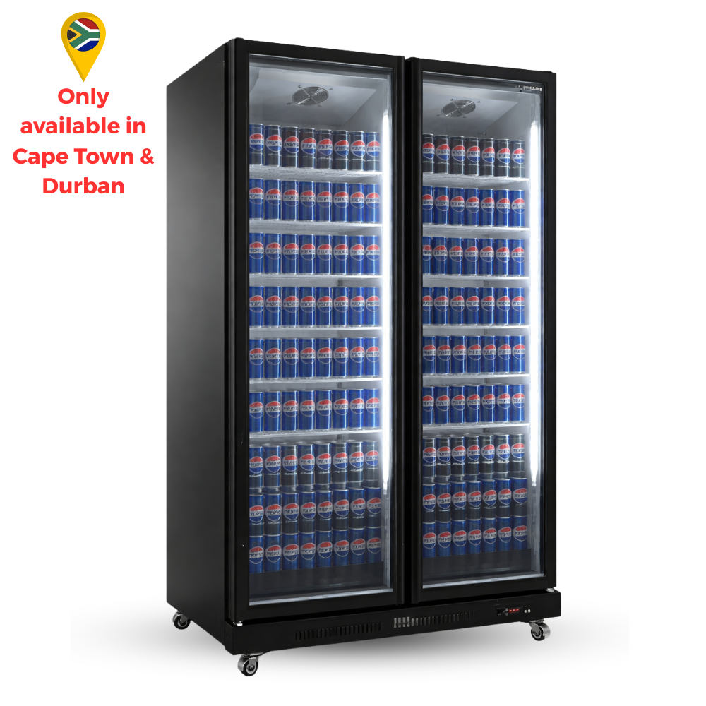 755lt Upright Full Double Glass Door Beverage Cooler (Hinged)