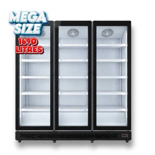 1690lt Upright Freezer Triple Glass door (Hinged)
